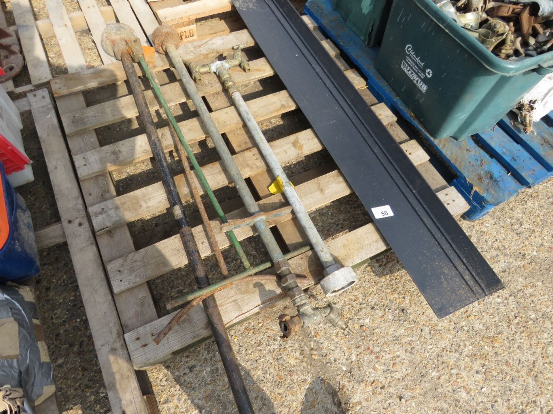 PALLET CONTAINING STAND PIPE, STAND PIPE SPANNERS, FLASHINGS ETC. NO VAT ON HAMMER PRICE.