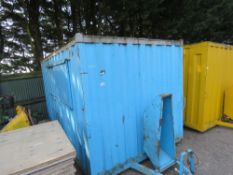 TOWED WELFARE CABIN,BLUE COLOURED, 14FT LENGTH APPROX. STRAIGHT FROM SITE COMPLETION 60 MILES AWAY,