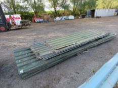 STACK OF PRE USED GREEN BOX PROFILE ROOF SHEETS 9-15FT APPROX, 40NO IN TOTAL APPROX. NO VAT ON HAMME