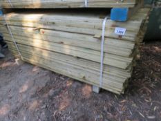 LARGE PACK OF FEATHER EDGE TREATED TIMBER FENCE CLADDING BOARDS, 1.80M LENGTH X 100MM WIDTH APPROX.