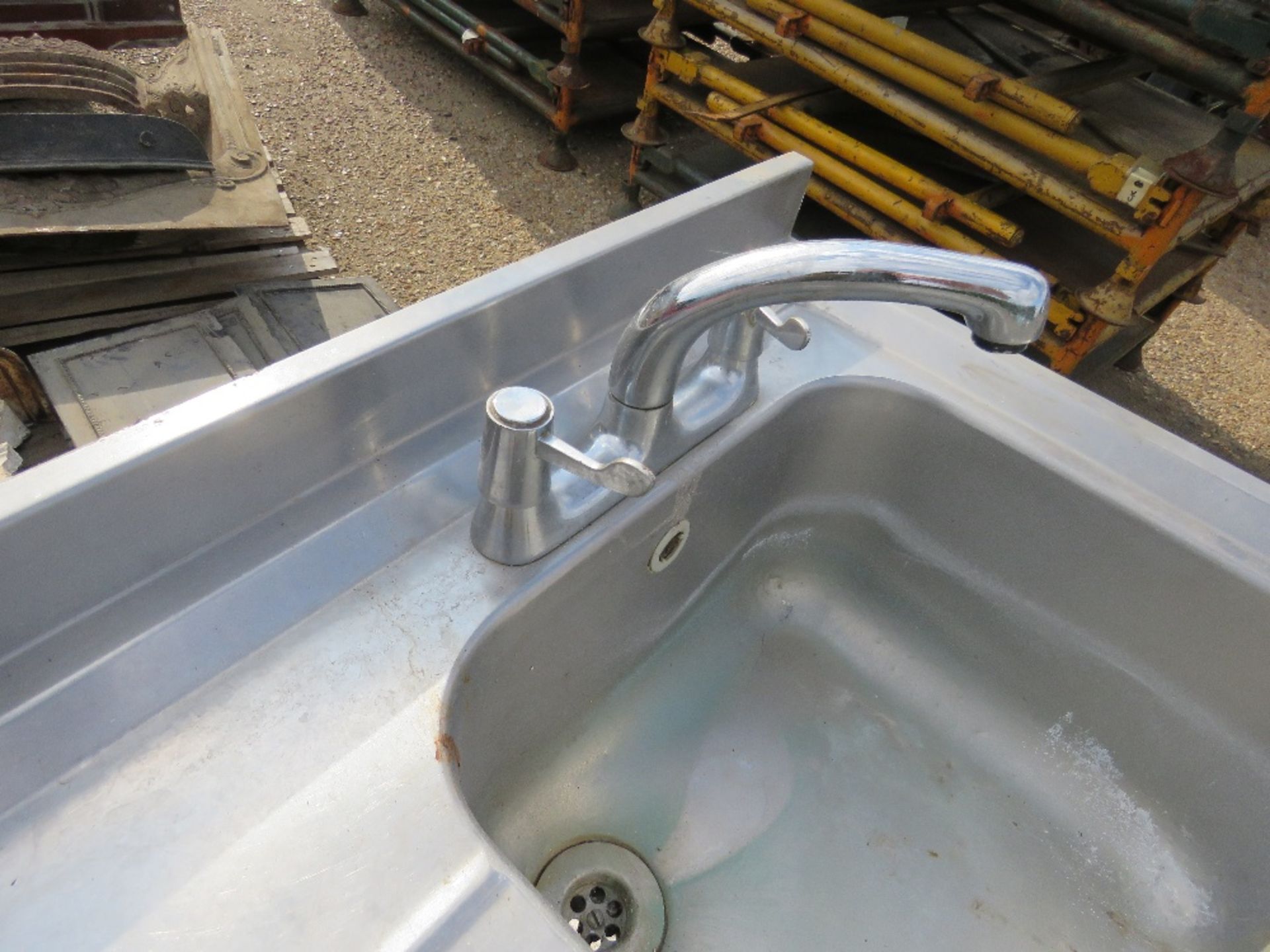 STAINLESS STEEL SINK WITH TAPS. - Image 2 of 3