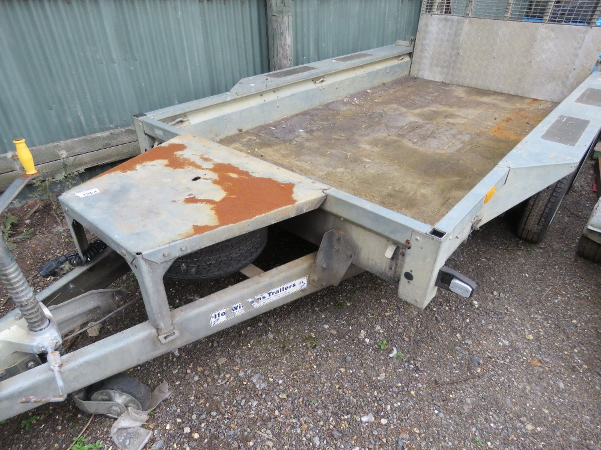 IFOR WILLIAMS GX105HD TWIN AXLED PLANT TRAILER, 10FT X 5FT. WITH SPARES WHEEL AND REAR RAMP. SN:SCKD