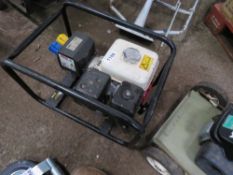 HONDA ENGINED GENERATOR. WHEN TESTED WAS SEEN RUNNING, OUTPUT UNTESTED. RUBBER ENGINE MOUNTS NEED AT