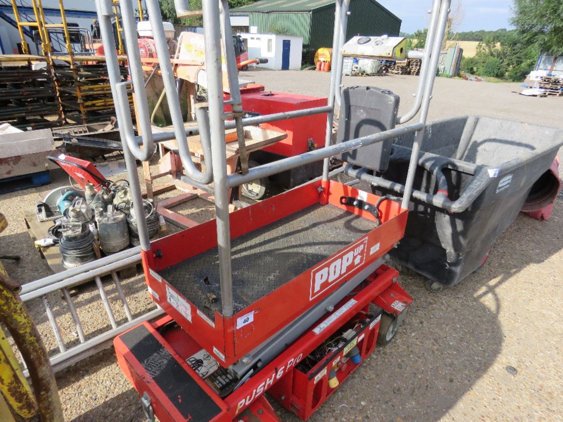 PUSH 6 PRO SCISSOR LIFT ACCESS UNIT. UNTESTED, CONDITION UNKNOWN.