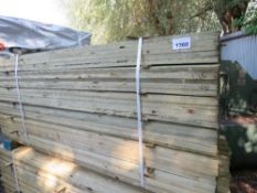 LARGE PACK OF FEATHER EDGE TREATED TIMBER FENCE CLADDING BOARDS, 1.65M LENGTH X 100MM WIDTH APPROX.