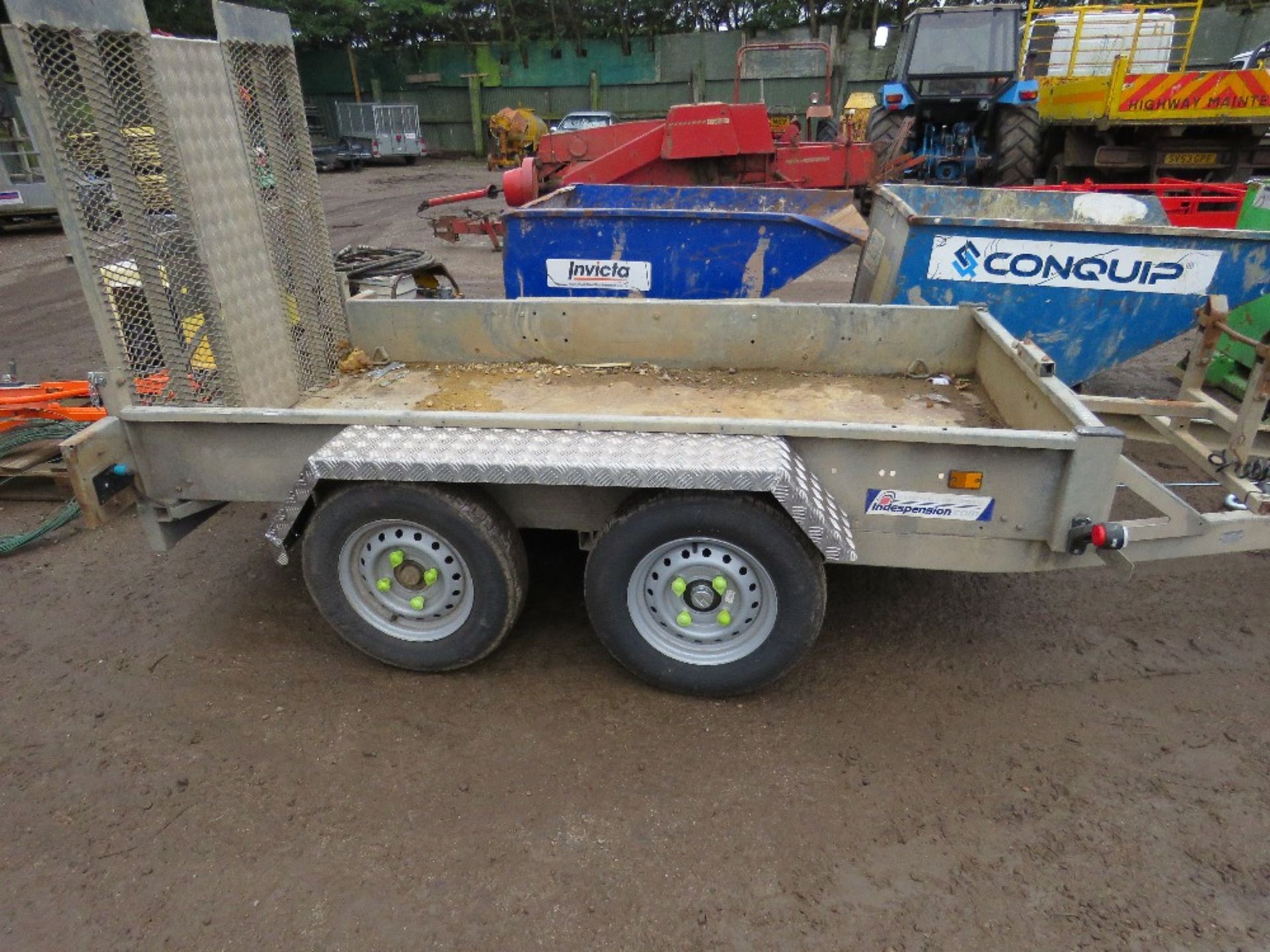 INDESPENSION 8FT X 4FT MINI EXCAVATOR TRAILER WITH DROP REAR RAMP. RING HITCH FITTED. - Image 2 of 6