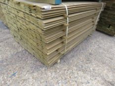 LARGE PACK OF PRESSURE TREATED SHIPLAP FENCING TIMBER. 1.54M LENGTH X 9.5CM WIDTH APPROX.