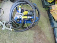 FUEL TRANSFER PUMP, 110VOLT POWERED. WITH HOSE AND GUN.