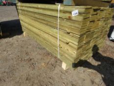 LARGE PACK OF FEATHER EDGE TREATED TIMBER FENCE CLADDING BOARDS, 1.8M X 100MM WIDTH APPROX.