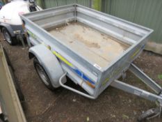 TRELGO SMALL SIZED CAR TRAILER, SINGLE AXLED. SOLD UNDER THE AUCTIONEERS MARGIN SCHEME, THEREFORE NO