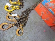 SET OF LIFTING CHAINS, 4 LEGGED, 1.9M LENGTH WITH SHORTENERS.
