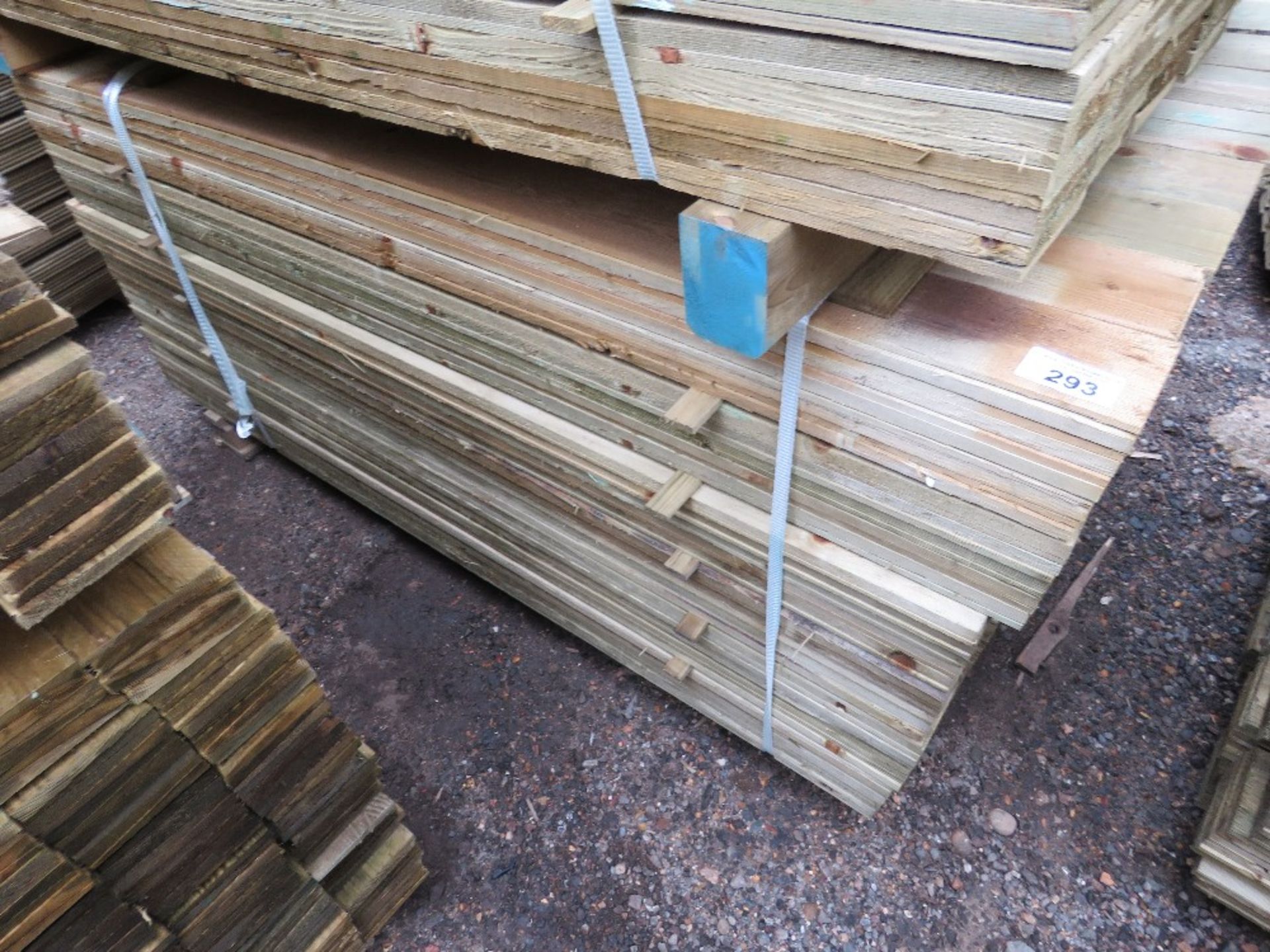 LARGE PACK OF TREATED FEATHER EDGE TIMBER CLADDING BOARDS, 1.65M LENGTH X 10CM WIDTH APPROX.