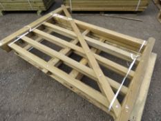 PAIR OF WOODEN ENTRANCE 5 BAR GATES, 1.8M WIDE EACH APPROX, LEFT AND RIGHT HAND.