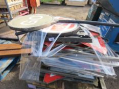 PALLET OF ASSORTED ROAD SIGNS PLUS 2 X STOP AND GO BOARDS.