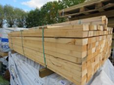 LARGE PACK OF UNTREATED PROFILED TIMBER FENCE RAILS. SIZE: 1.83M LENGTH, 70MM WIDTH, 35 MM