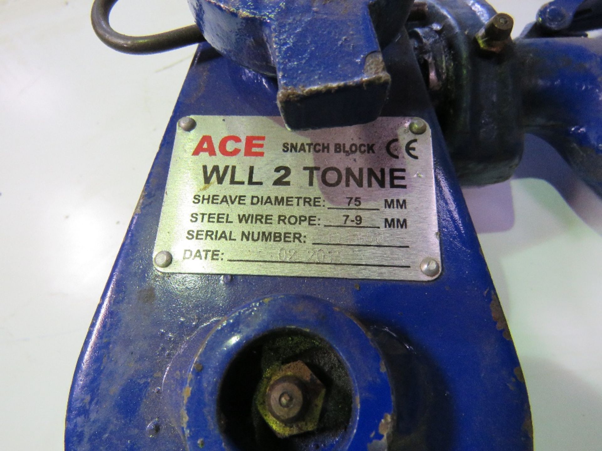 ACE 2 TONNE SNATCH BLOCK UNIT. - Image 2 of 3