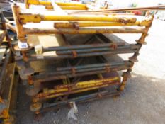 5 X FOLDING METAL STILLAGES WITH SIDE RAILS. 900mm x 1200m approx THIS LOT IS SOLD UNDER THE AUCTION