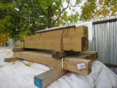 13NO TIMBER TREATED POSTS. SIZE: 1.5M LENGTH X 100MM WIDE X 100MM DEPTH APPROX.