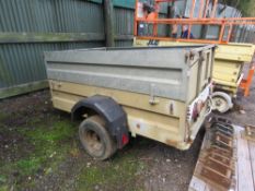 GALVANISED SINGLE AXLED TRAILER WITH DROP REAR RAMP, IDEAL FOR MOWERS ETC, 6FT X 4FT APPROX.