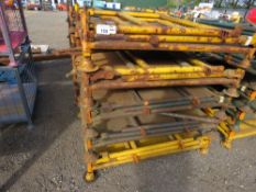 5 X FOLDING METAL STILLAGES WITH SIDE RAILS. 900mm x 1200m approx THIS LOT IS SOLD UNDER THE AUCTION
