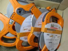 5 X STEEL LONG TAPE MEASURES, 50METRE LENGTH, UNUSED. SOLD UNDER THE AUCTIONEERS MARGIN SCHEME, THER