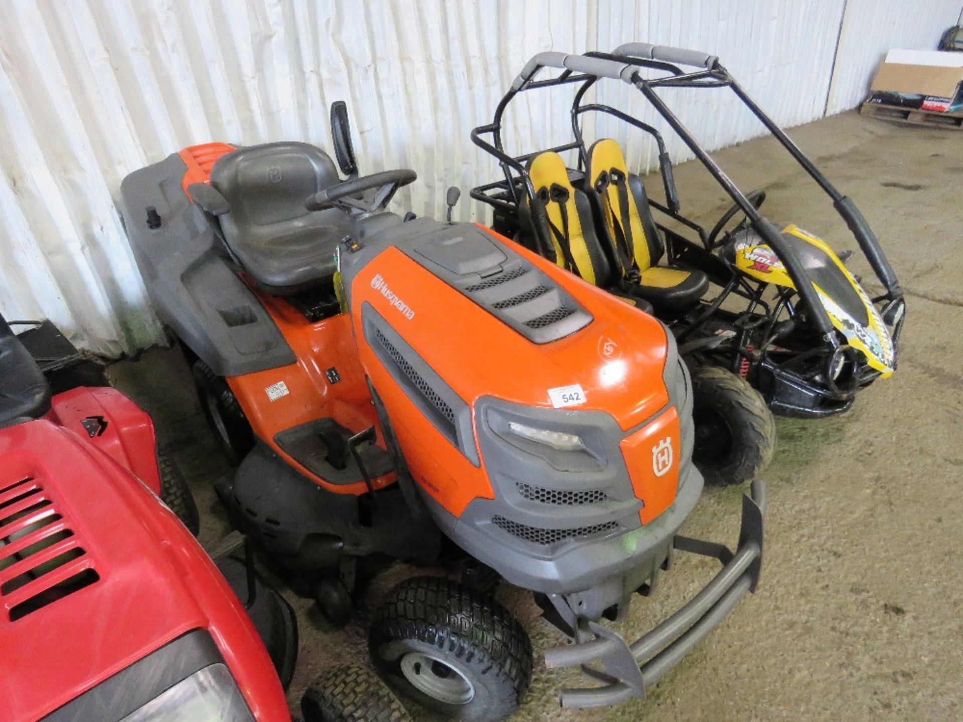 HUSQVARNA HYDRO TC342T RIDE ON MOWER WITH A COLLECTOR. WITH A KEY, BATTERY LOW WHEN DELIVERED THERE