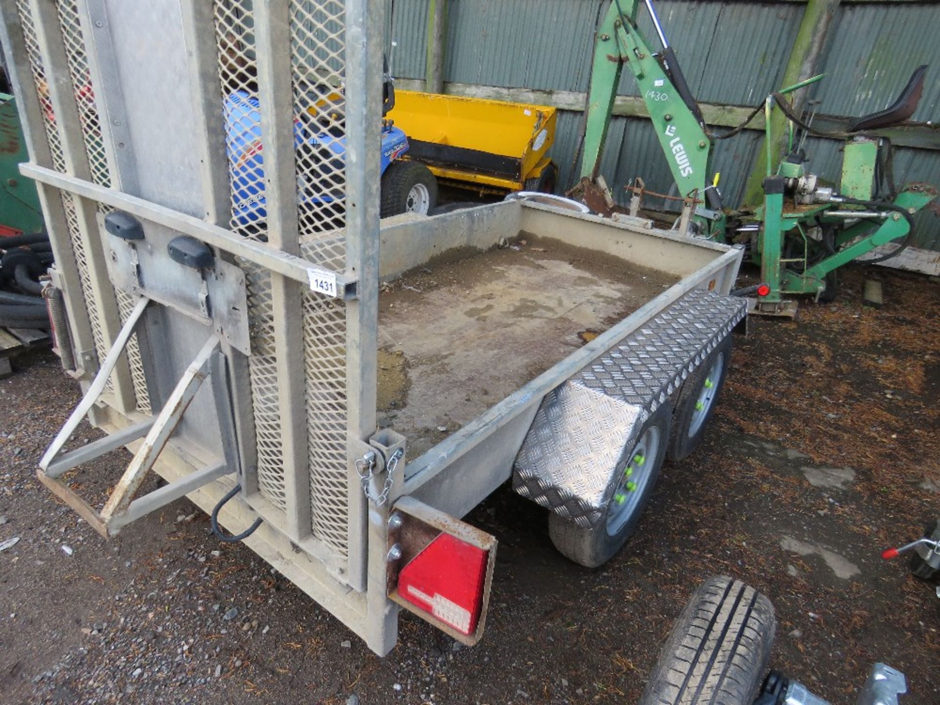 INDESPENSION 8FT X 4FT MINI EXCAVATOR TRAILER WITH DROP REAR RAMP. RING HITCH FITTED.