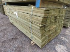 LARGE PACK OF TREATED FEATHER EDGE TIMBER CLADDING BOARDS, 1.80M LENGTH APPROX X 10CM WIDTH APPROX.