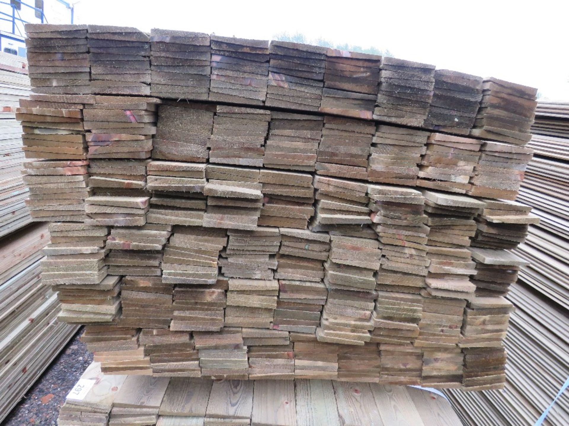LARGE PACK OF TREATED FEATHER EDGE TIMBER CLADDING BOARDS, 1.80M LENGTH APPROX X 10CM WIDTH APPROX. - Image 2 of 3