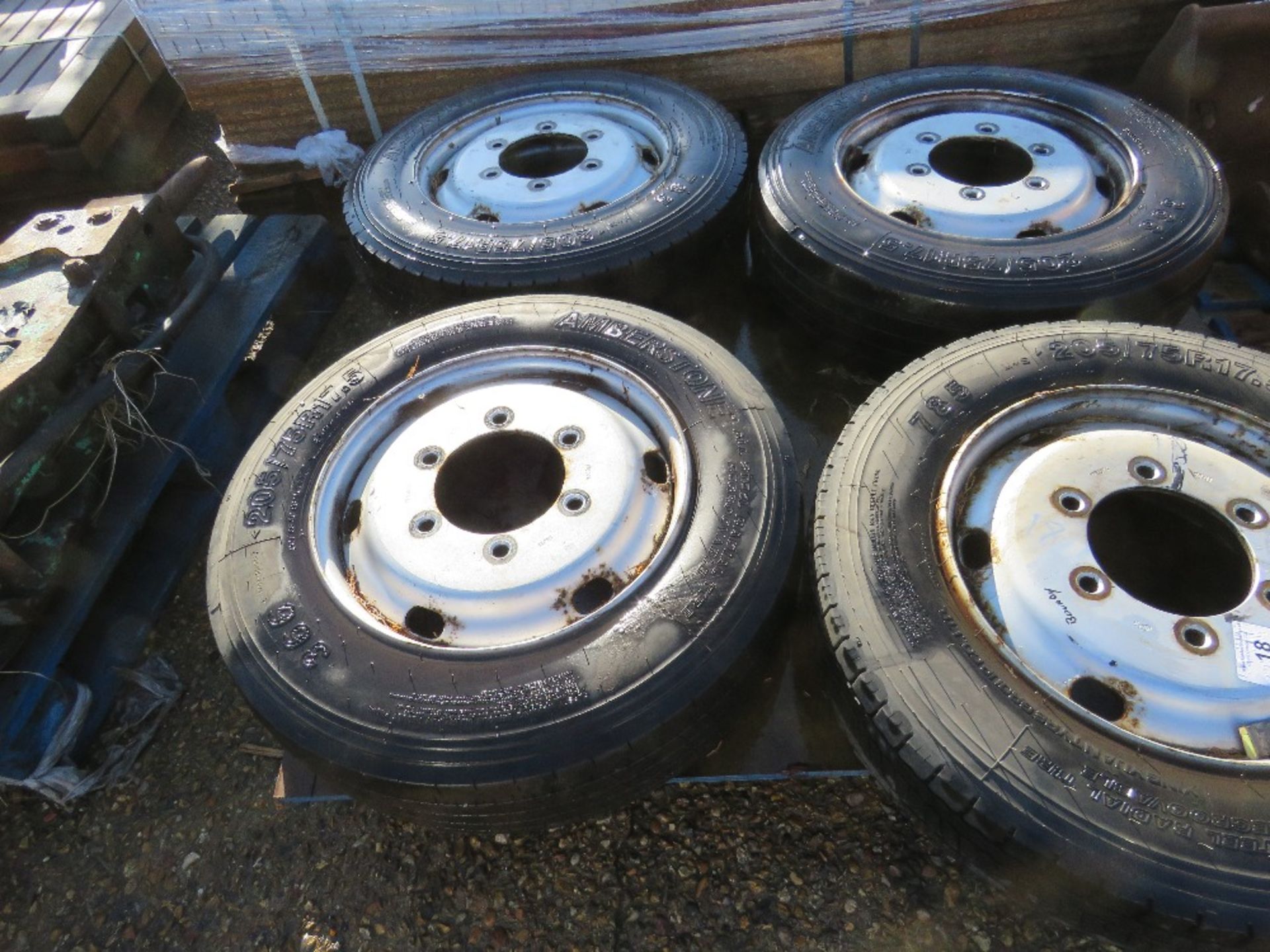 4 X 6 STUD WHEELS AND TYRES, 205/75R17.5 SIZE TYRES. NO VAT ON HAMMER PRICE. - Image 2 of 2