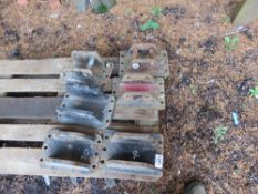 PALLET CONTAINING 6 X 30MM PINNED EXCAVATOR BREAKER HEADSTOCKS / MOUNTING BRACKETS.