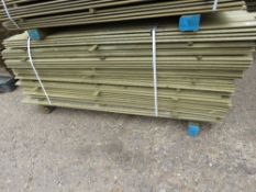 LARGE PACK OF TREATED SHIPLAP TIMBER CLADDING BOARDS, 1.54M LENGTH X 9.5CM WIDTH APPROX.