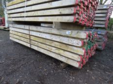 BUNDLE OF I BEAM WOODEN SHUTTERING BEAMS, 50NO APPROX IN THE BUNDLE, 2.45METRE LENGTH. ALSO SUITABLE