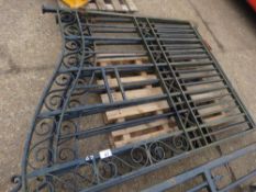 PAIR OF HEAVY DUTY DECORATIVE DRIVEWAY GATES, 1.35M WIDE EACH X 1.9M MAX HEIGHT APPROX.