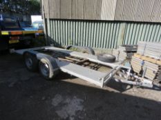 TWIN AXLED PLANT TRAILER, 13FT BED LENGTH APPROX. ONE WHEEL NEEDS ATTENTION. NO VAT ON HAMMER PRIC