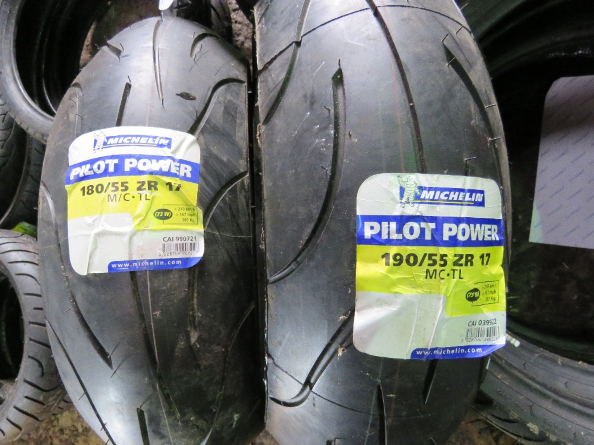 2 X LARGE MOTORBIKE TYRES, 190/55ZR17 AND 180/55 ZR17. SOURCED FROM COMPANY LIQUIDATION. THIS LOT IS - Image 2 of 3