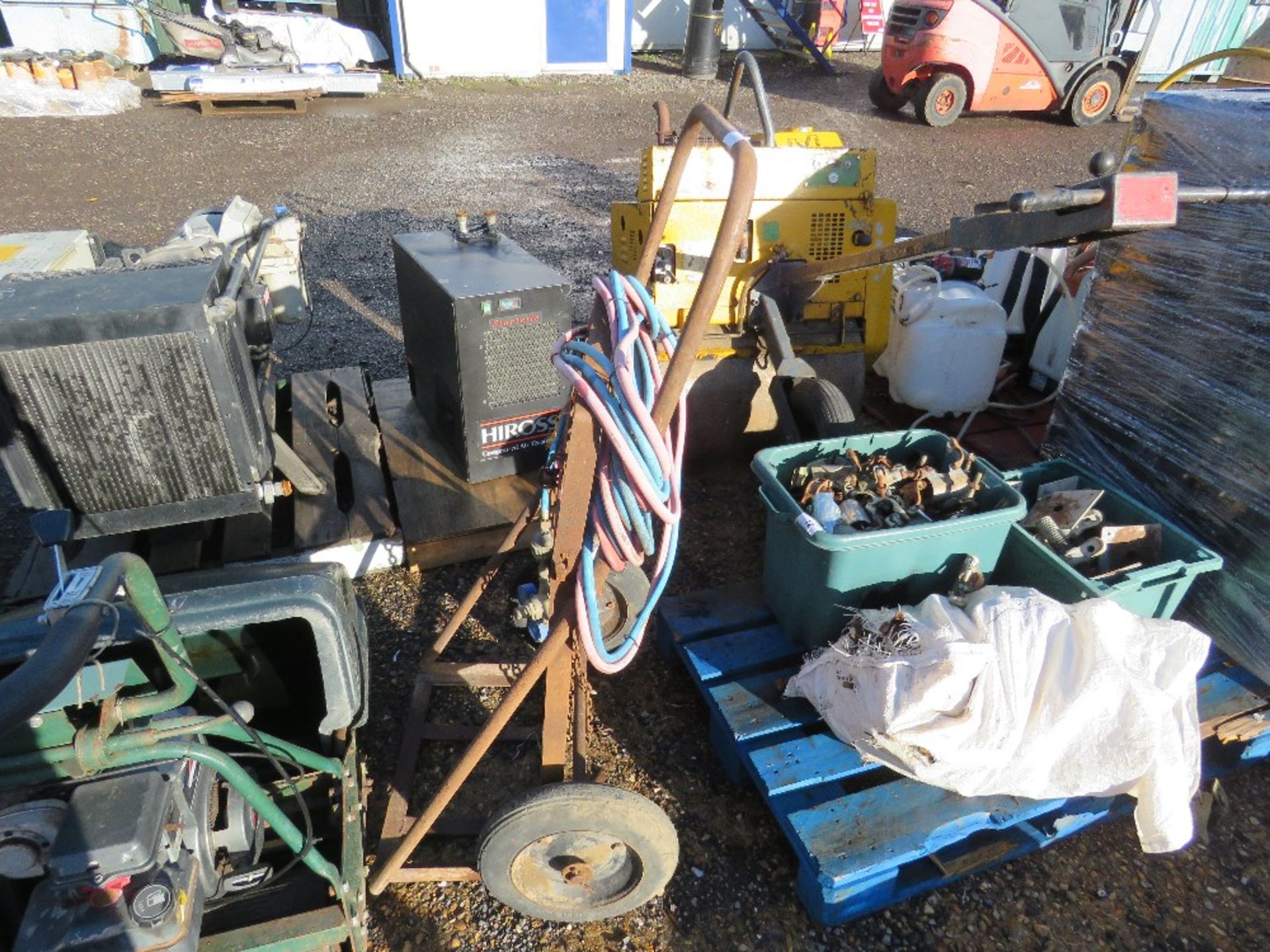 GAS CUTTING EQUIPMENT PLUS A BOTTLE BARROW.