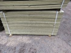 LARGE PACK OF TREATED HIT AND MISS THIN TIMBER CLADDING BOARDS, 1.75M LENGTH X 9.5CM WIDTH APPROX.