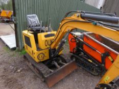 OKW10 MINI EXCAVATOR, ONE TONNE RATED APPROX. WITH ONE BUCKET. YANMAR STYLE DIESEL ENGINE.