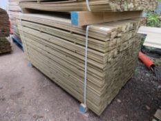 LARGE PACK OF TREATED TIMBER CLADDING SLATS , 1.72M LENGTH X 45MM WIDTH X 16MM DEPTH APPROX.