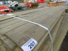 LARGE PACK OF PRESSURE TREATED SHIPLAP TIMBER FENCE CLADDING BOARDS. SIZE: 1.72M LENGTH, 100M