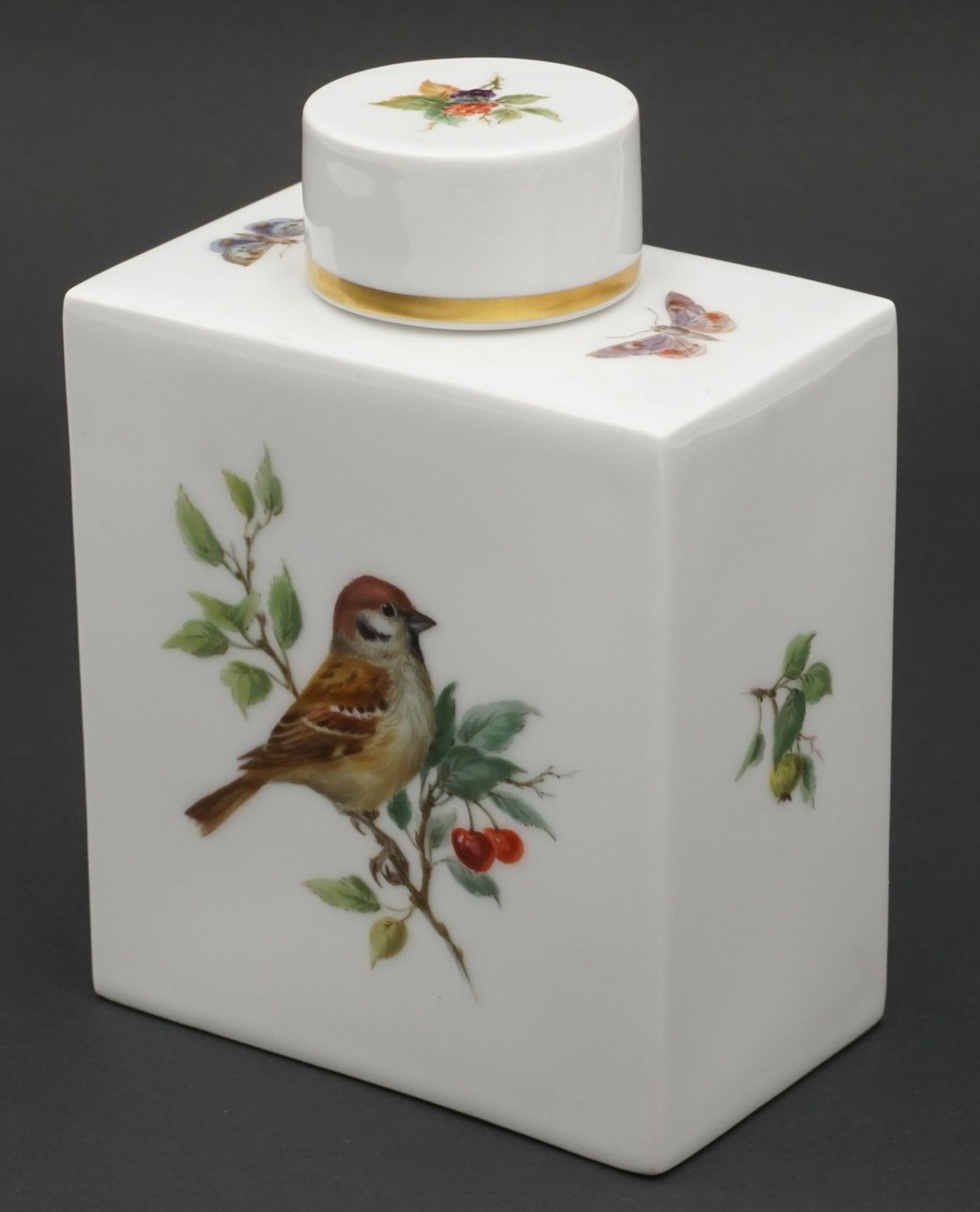 Meissen Teedose mit Vogelmalerei - Bild 2 aus 4