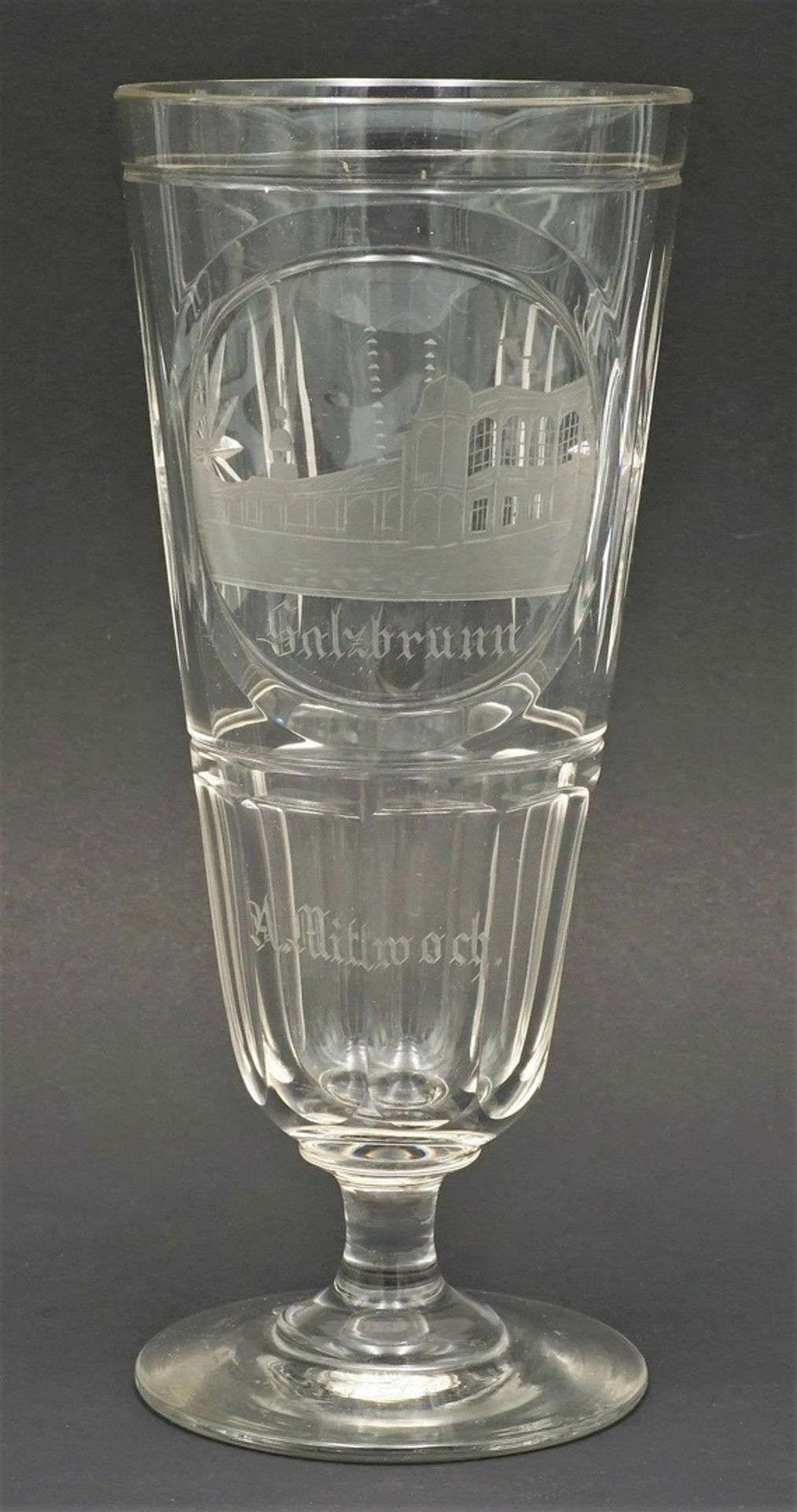 Badeglas / Andenkenglas "Bad Salzbrunn", um 1900