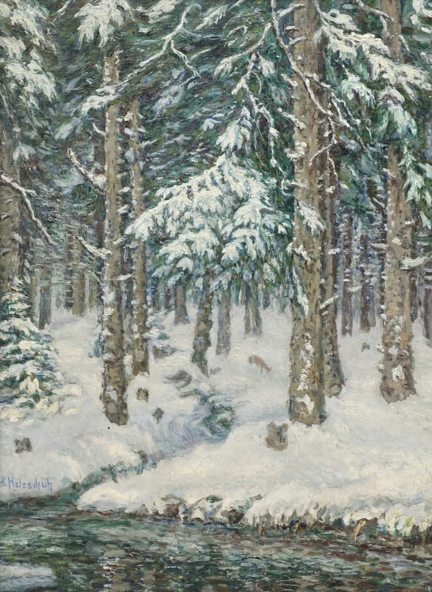 Rudolf Holzschuh, "Harz. Festenburg" (Winterwald)