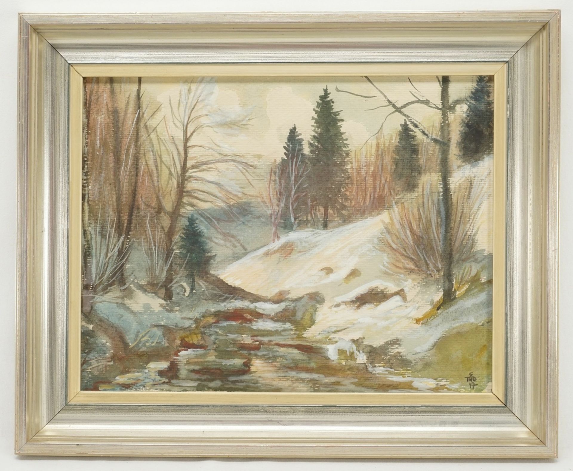 Monogrammist S Tho, Winterlandschaft mit Bachlauf - Bild 2 aus 4