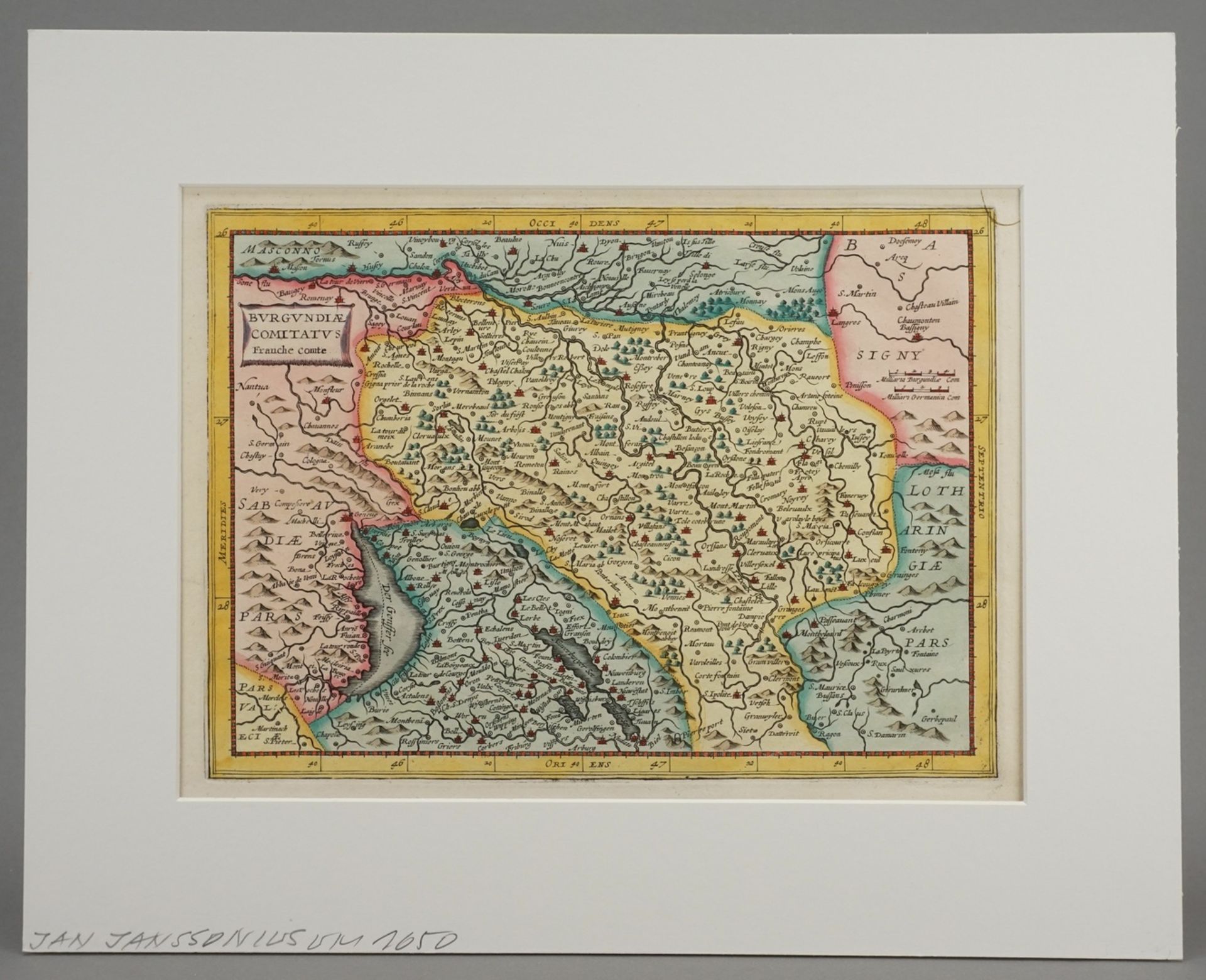 Gerhard Mercator, "Burgundiae Comitatus. Franche comte" (Landkarte Burgund) - Bild 2 aus 3