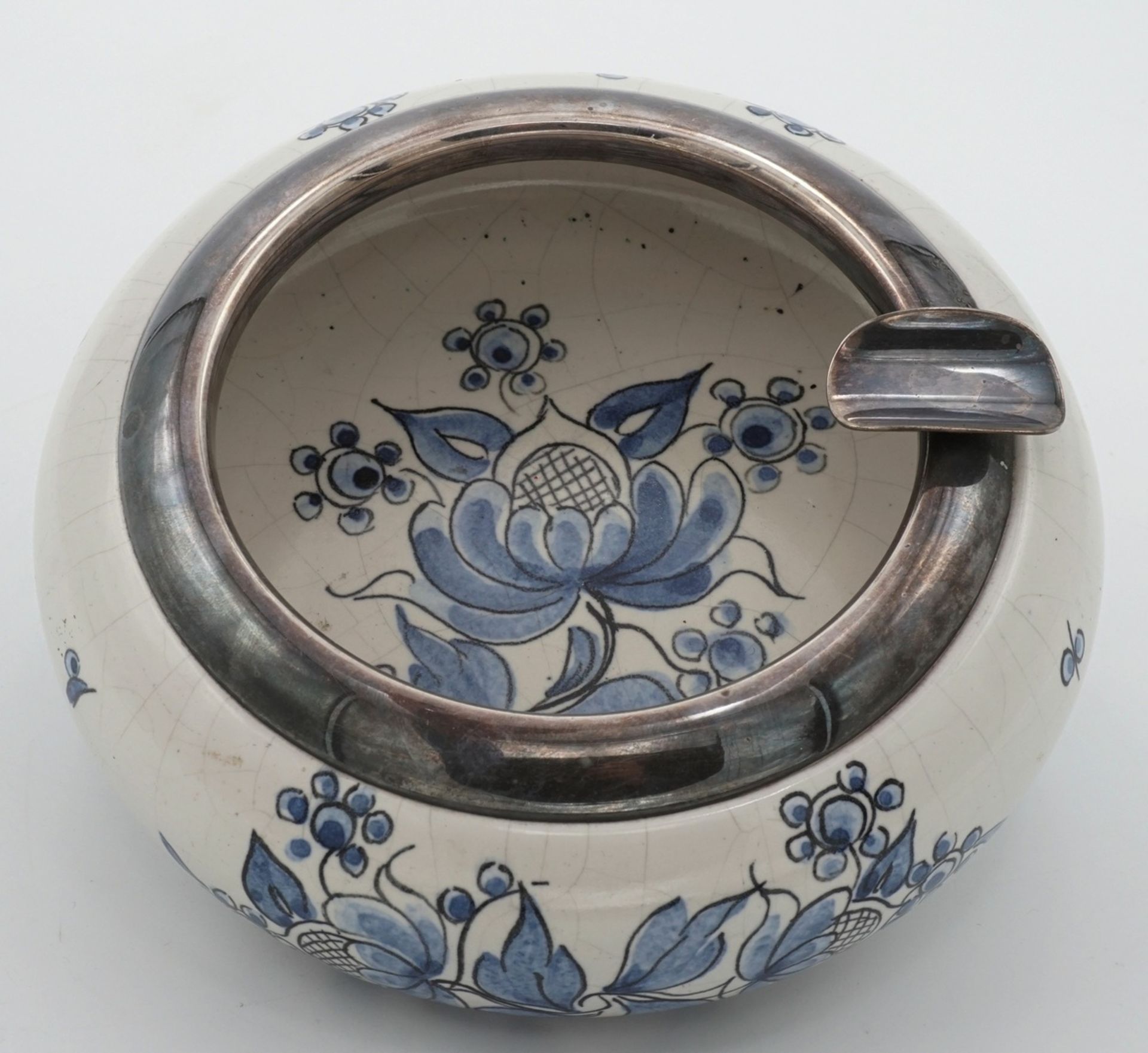 Keramik Aschenbecher mit Silbermontierung