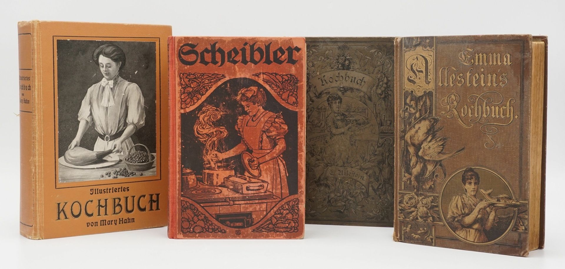 Vier Kochbücher, um 1900