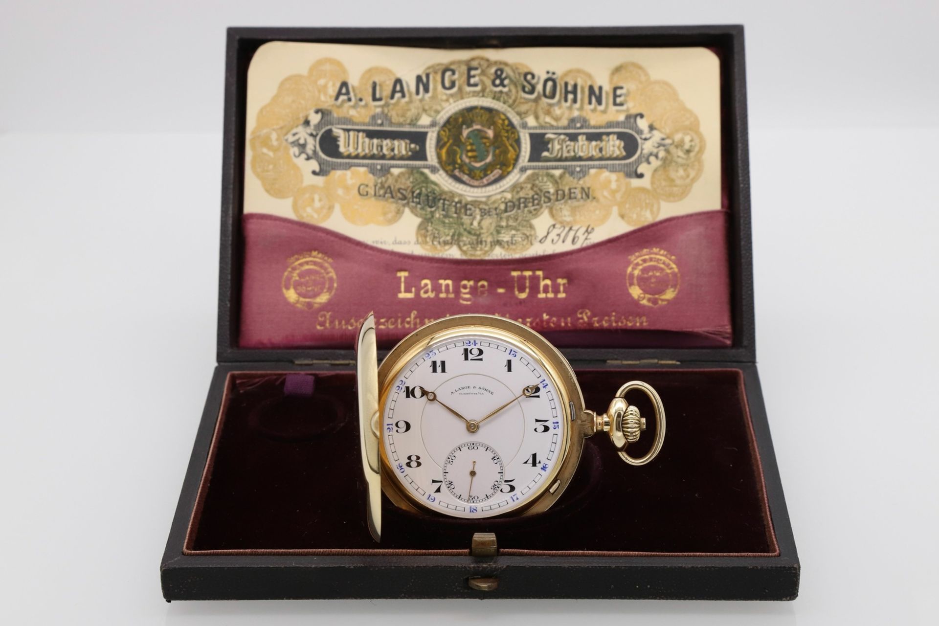 A. Lange & Söhne Savonette Taschenuhr im Etui, um 1930