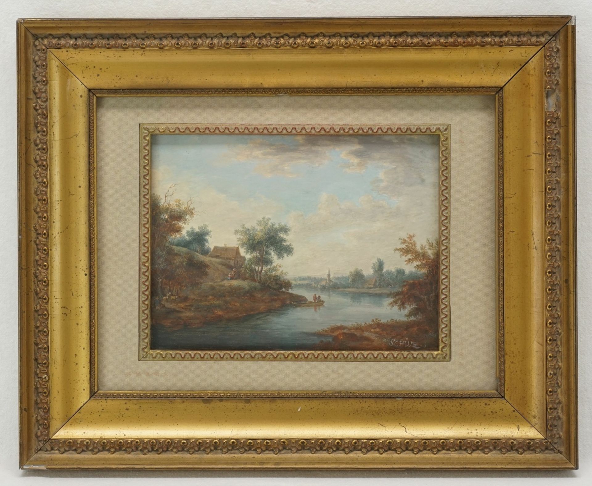 Christian Georg Schütz der Ältere, "Flusslandschaft mit Nachen und Schäfer" - Bild 2 aus 4